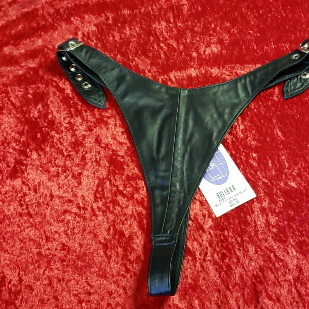 Leather High Cut Buckle Brief